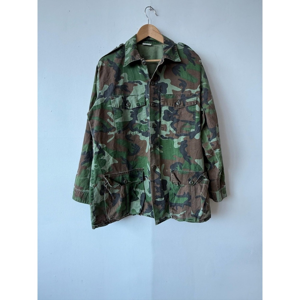 Vintage Trooper Jacket Mens‎ Large Camouflage Camo Military Field Army Shirt 80s